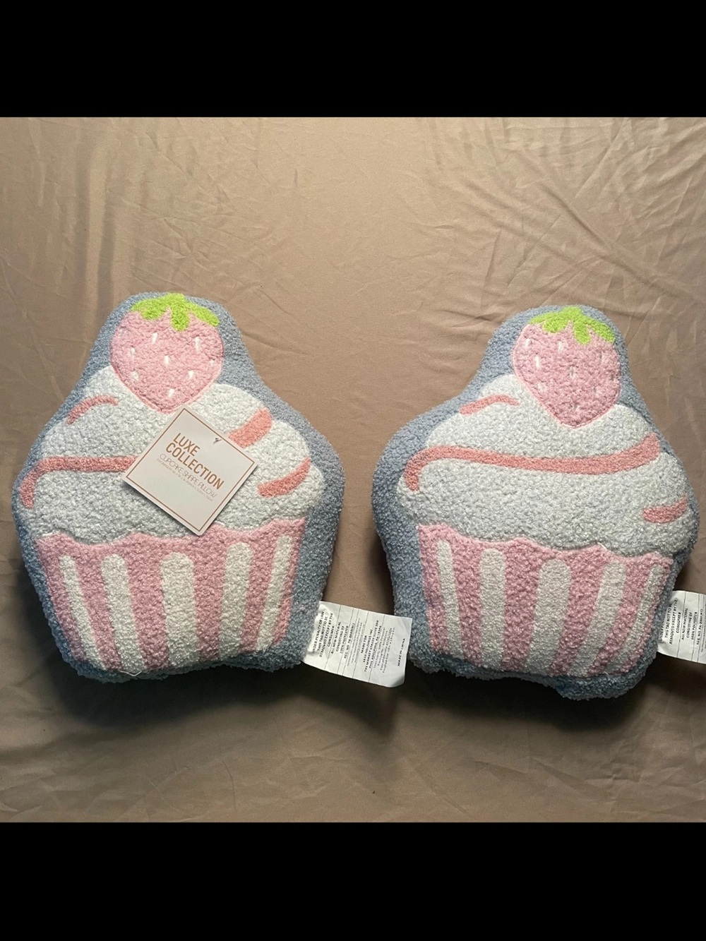 NWT & NWOT Strawberry Cupcake Shaped Decorative Pillow Set (2 pillows)